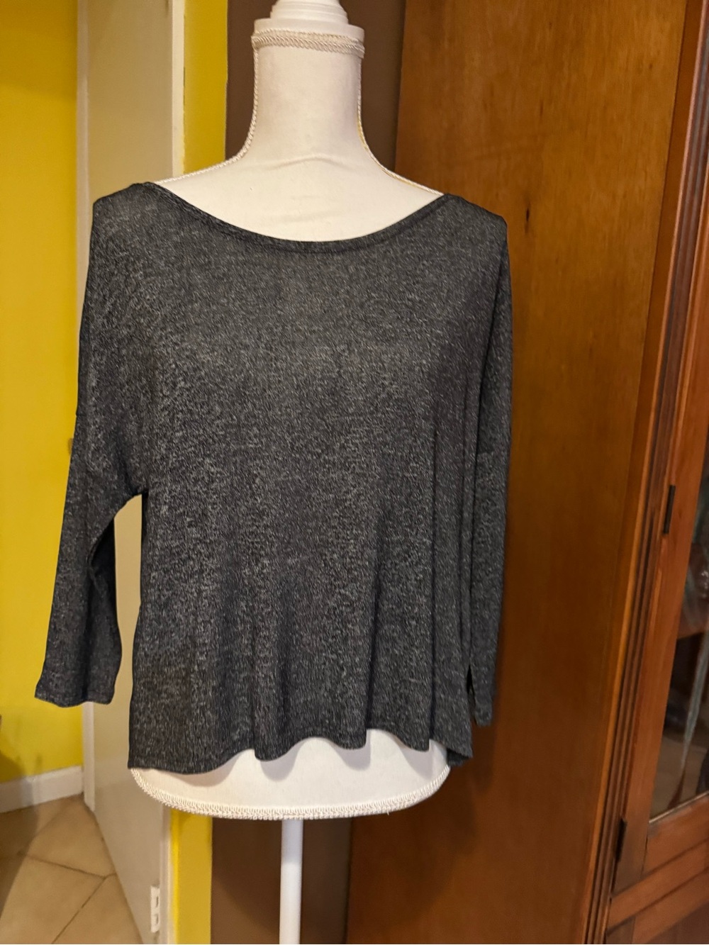 American Eagle Outfitters Gray Hi-low Boatneck Top